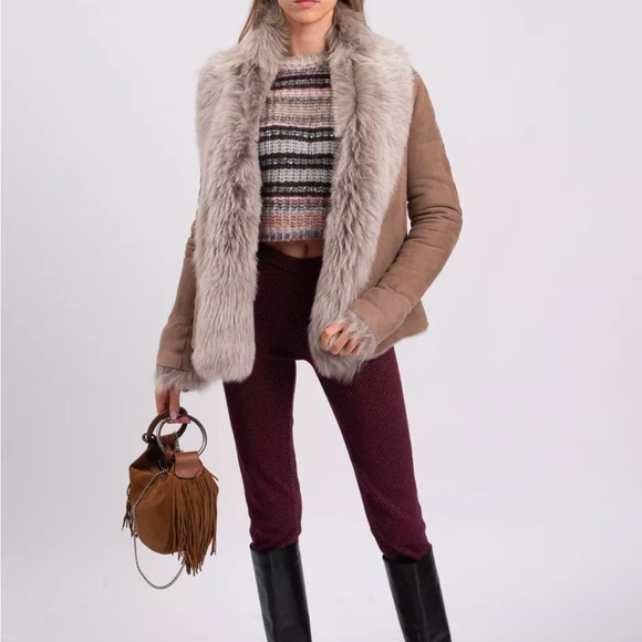 Dom goor shearling winter fur jacket beige us4 - Picture 7 of 9